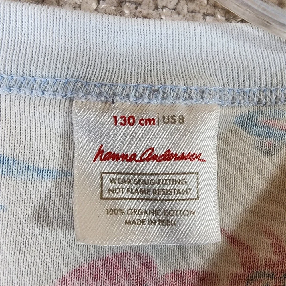 Hanna Andersson Dragons Pajama Set Kids 8 Light Blue Stretch Knit Organic Cotton